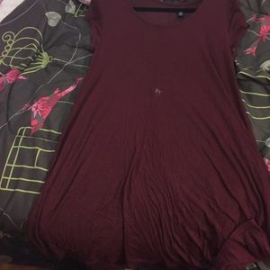 Maroon Short Sleeve T-shirt dress